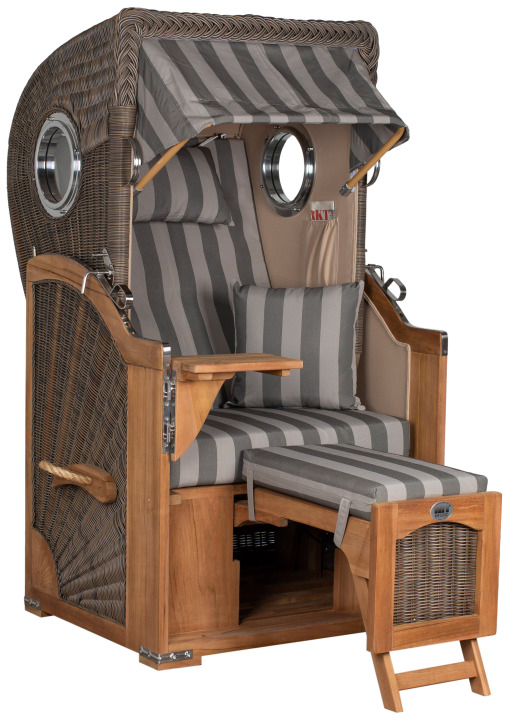 Strandkorb Rantum Single Bullauge Teak PE Grey Dessin 537