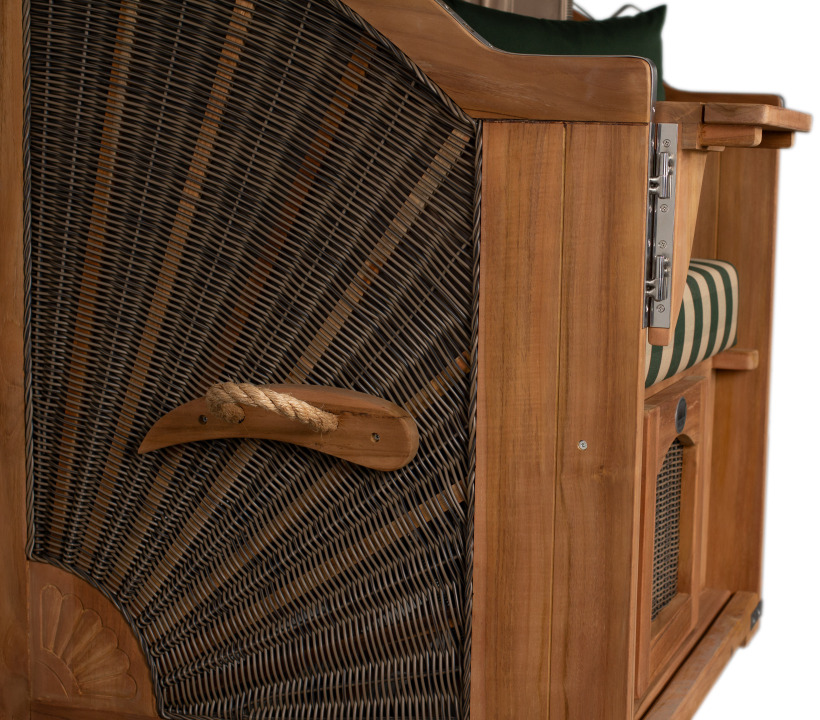 Strandkorb Rantum Single Bullauge Teak PE Grey Dessin 510