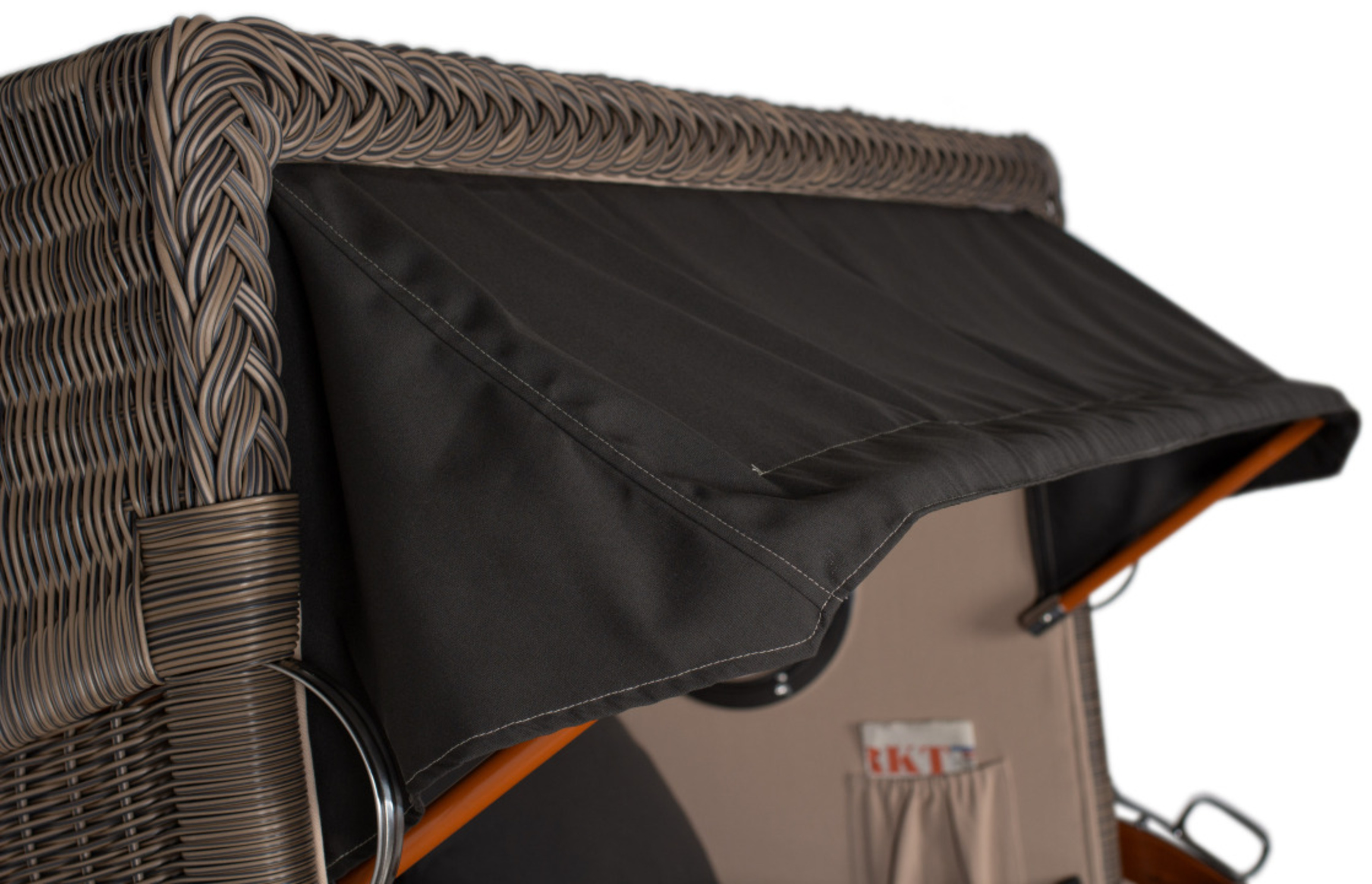Strandkorb Rantum Grande Bullauge Mahagoni PE grey Dessin 548