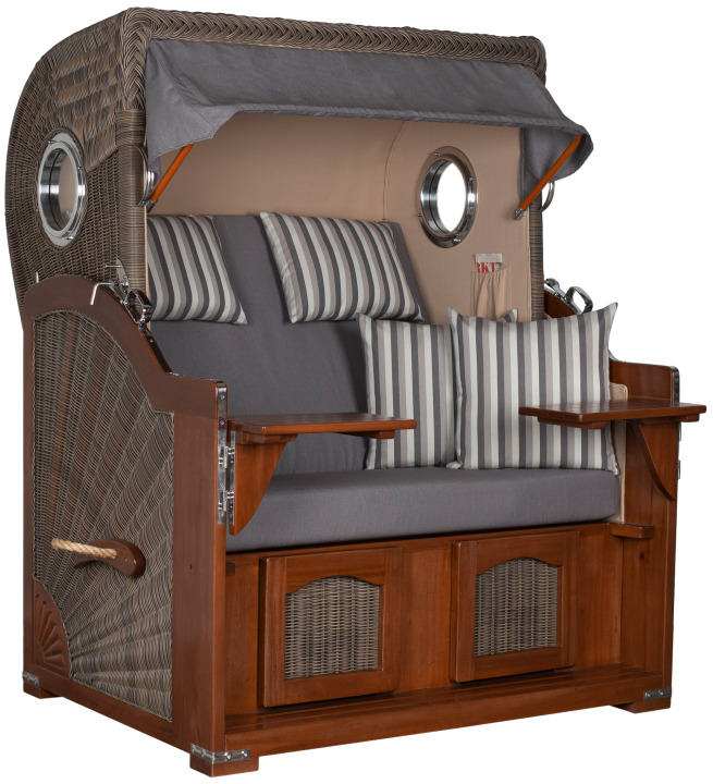 Strandkorb Rantum Bullauge Mahagoni PE Grey Dessin 544