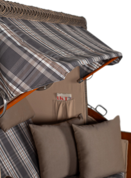 Strandkorb Rantum Grande Bullauge Mahagoni PE grey Dessin 522