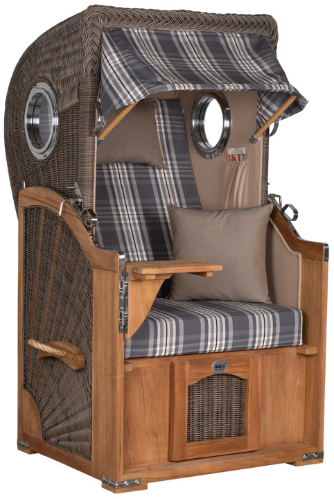 Strandkorb Rantum Single Bullauge Teak PE Grey Dessin 522