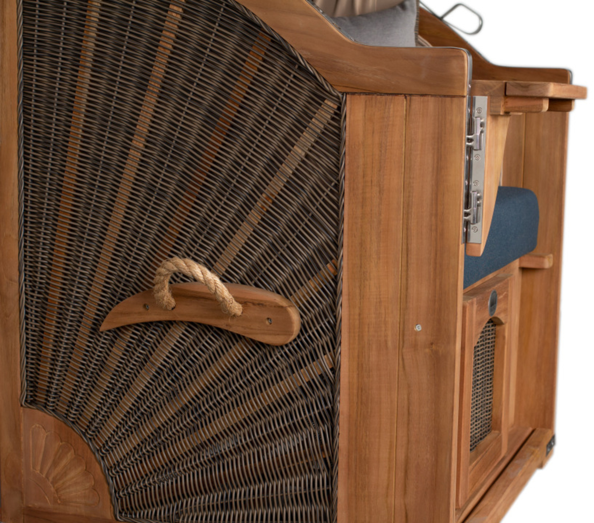 Strandkorb Rantum Single Bullauge Teak PE Grey Dessin 593