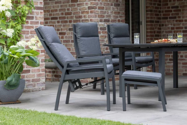 Gartenmöbelset Relaxsessel Merida + Hocker mit Tisch Tarifa 160/210 x 90 cm günstig online kaufen