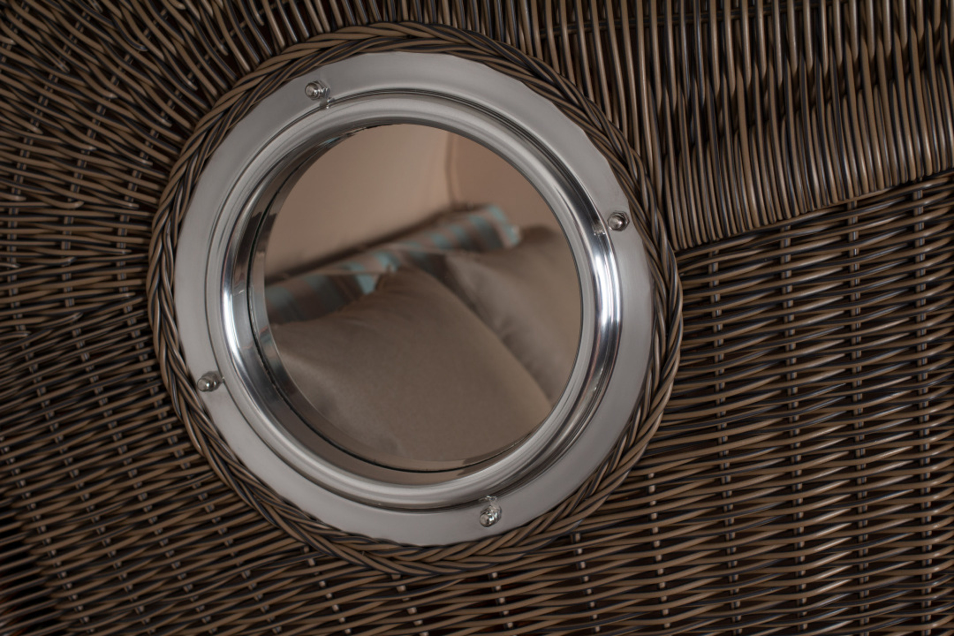 Strandkorb Rantum Bullauge Mahagoni PE Grey Dessin 520