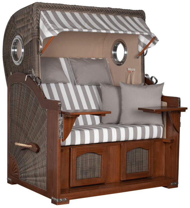 Strandkorb Rantum Bullauge Mahagoni PE Grey Dessin 513