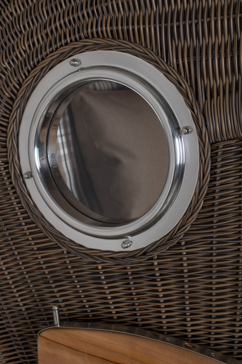 Strandkorb Rantum Single Bullauge Teak PE Grey Dessin 522