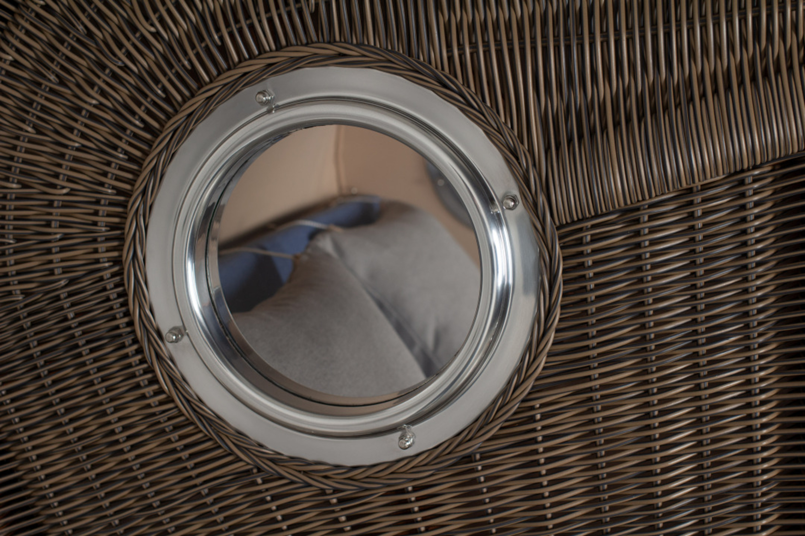 Strandkorb Rantum Bullauge Mahagoni PE Grey Dessin 595