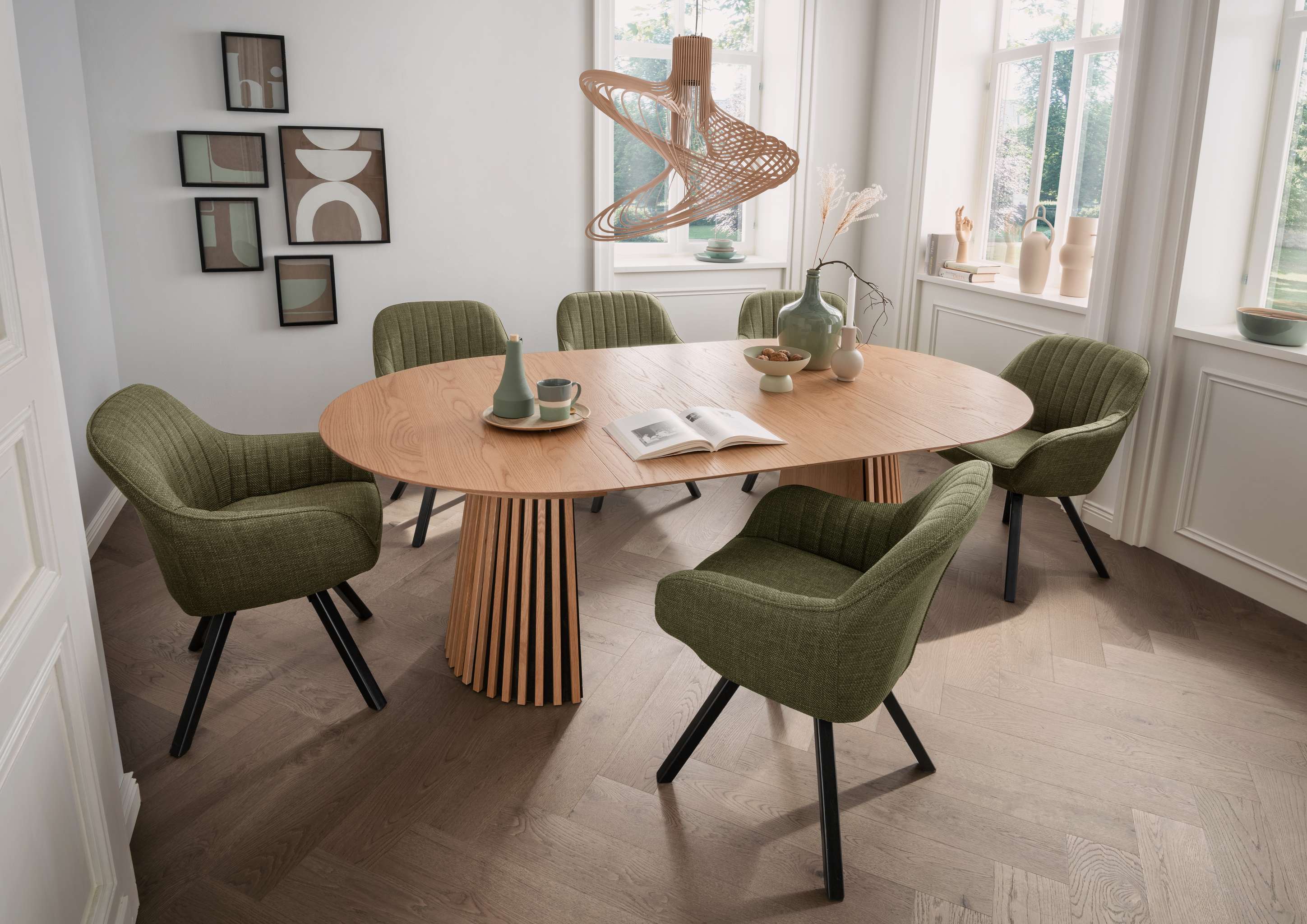 Esszimmer Set Matera green & Tisch Oria oval FSC®-zertifiziert