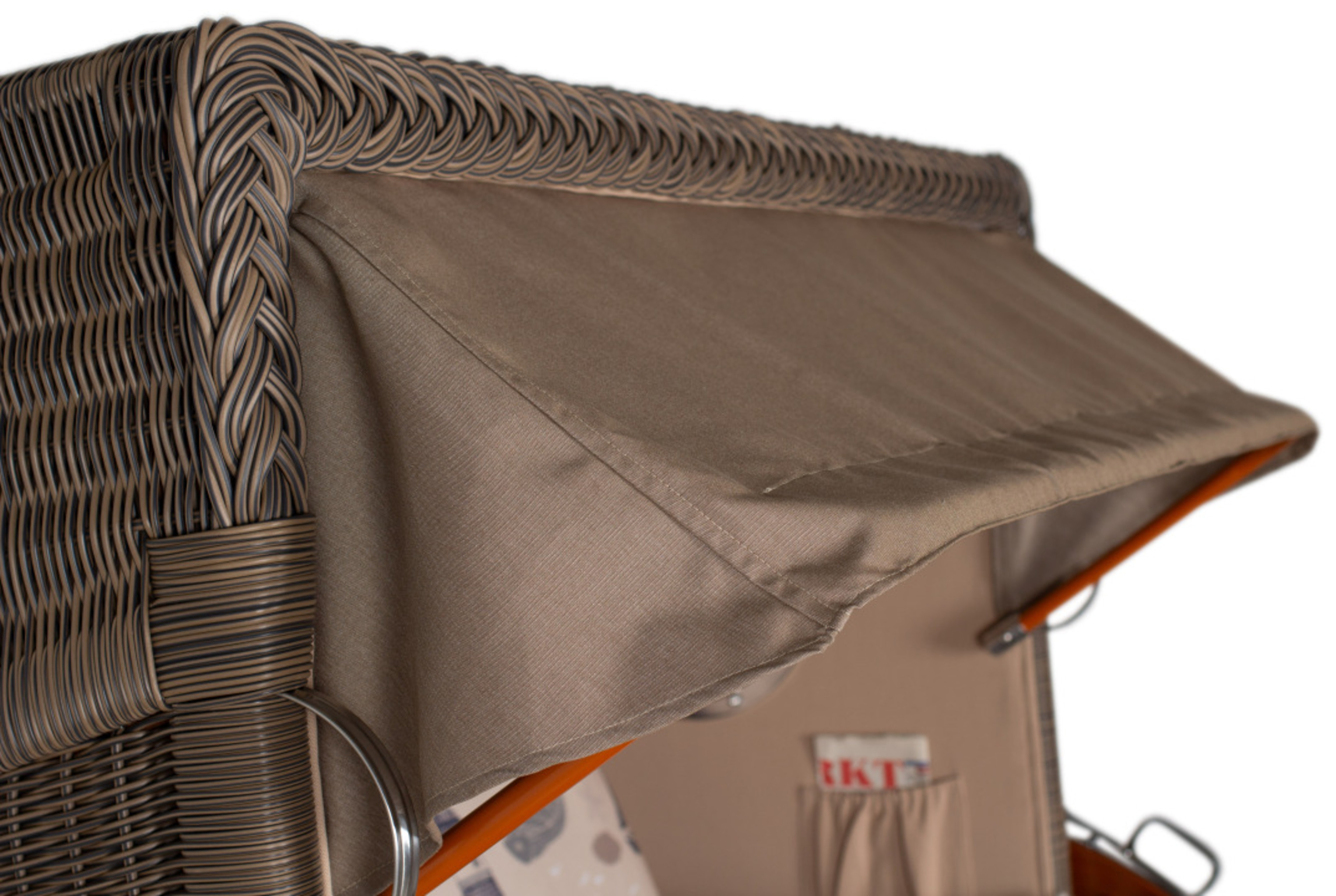 Strandkorb Rantum Grande Bullauge Mahagoni PE Grey Dessin 540