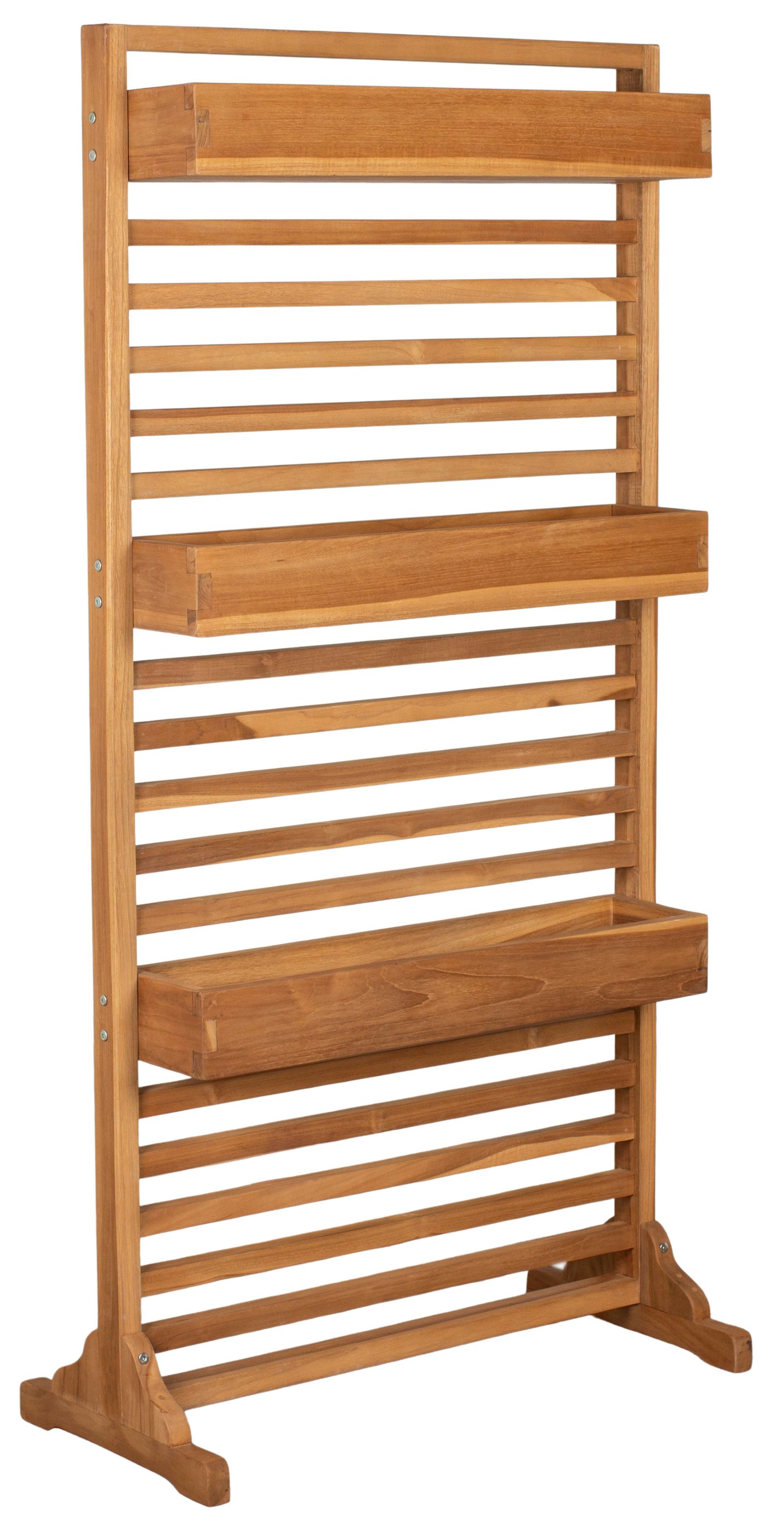 Sichtschutz Pflanzspalier Holmer Teak mit Pflanzbehälter