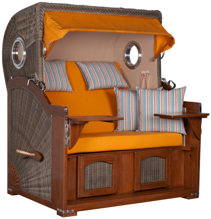 Strandkorb Rantum Grande Bullauge Mahagoni PE grey Dessin 586