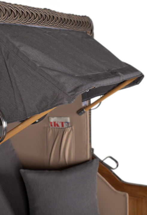 Strandkorb Rantum Single Bullauge Teak PE Grey Dessin 551