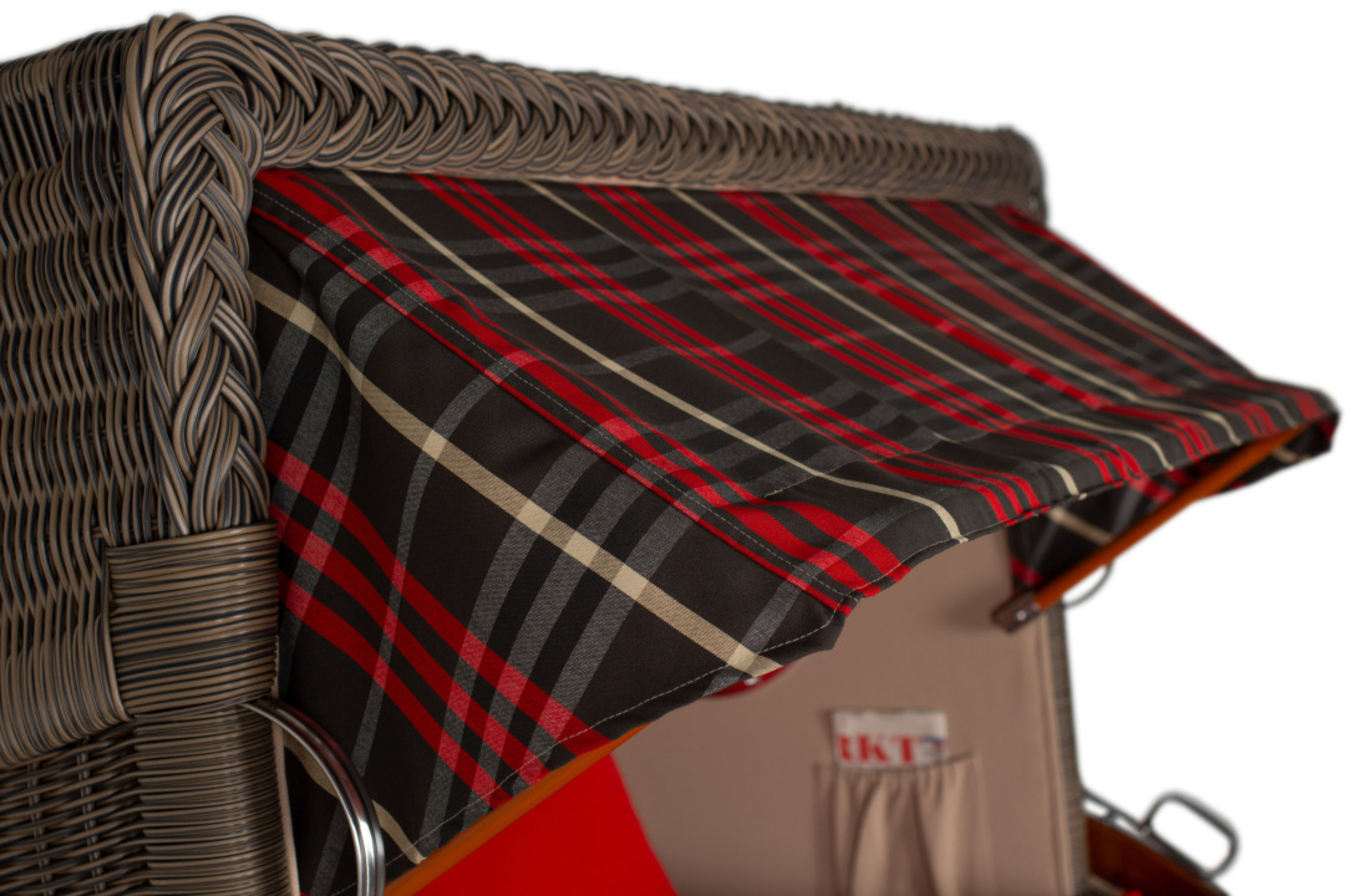 Strandkorb Rantum Grande Bullauge Mahagoni PE grey Dessin 529