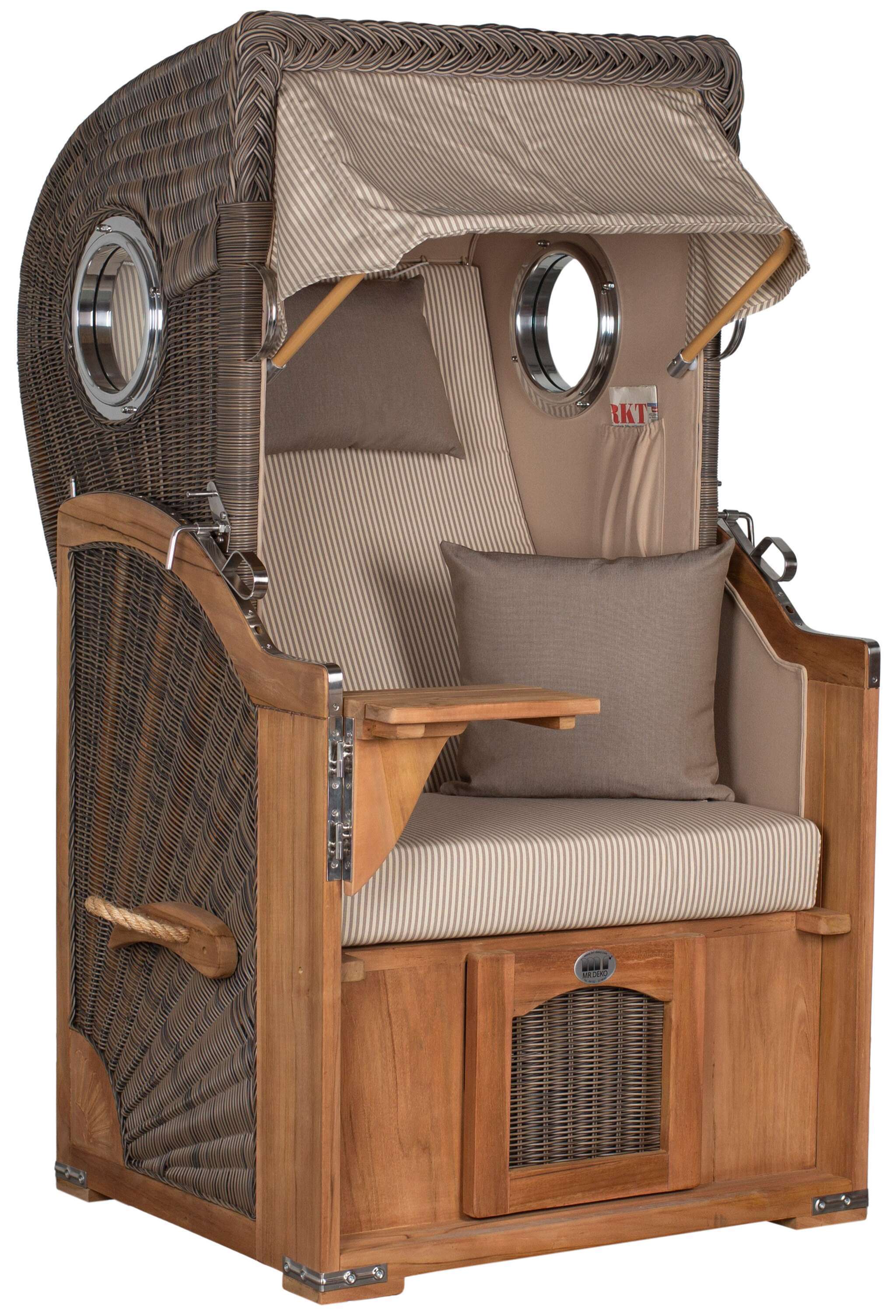 Strandkorb Rantum Single Bullauge Teak PE Grey Dessin 510