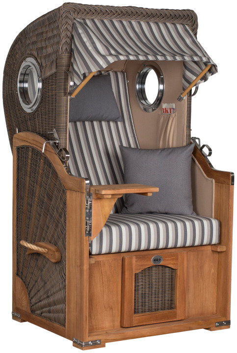 Strandkorb Rantum Single Bullauge Teak PE Grey Dessin 545