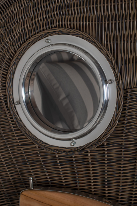 Strandkorb Rantum Single Bullauge Teak PE Grey Dessin 537