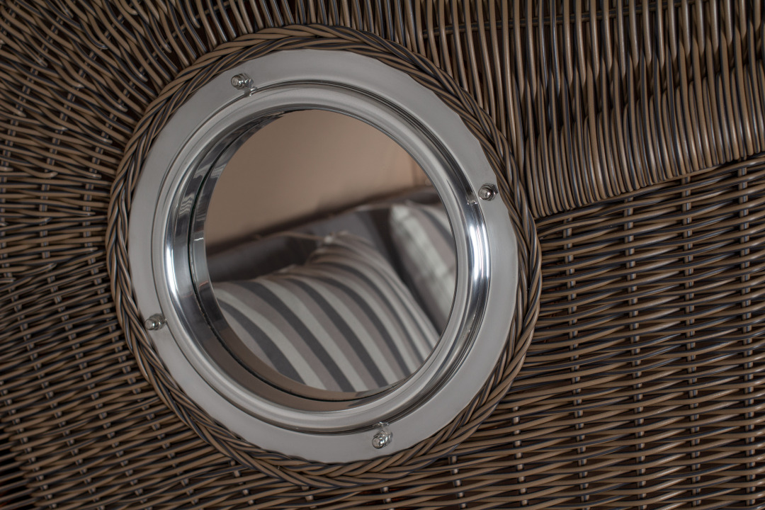 Strandkorb Rantum Grande Bullauge Mahagoni PE grey Dessin 544