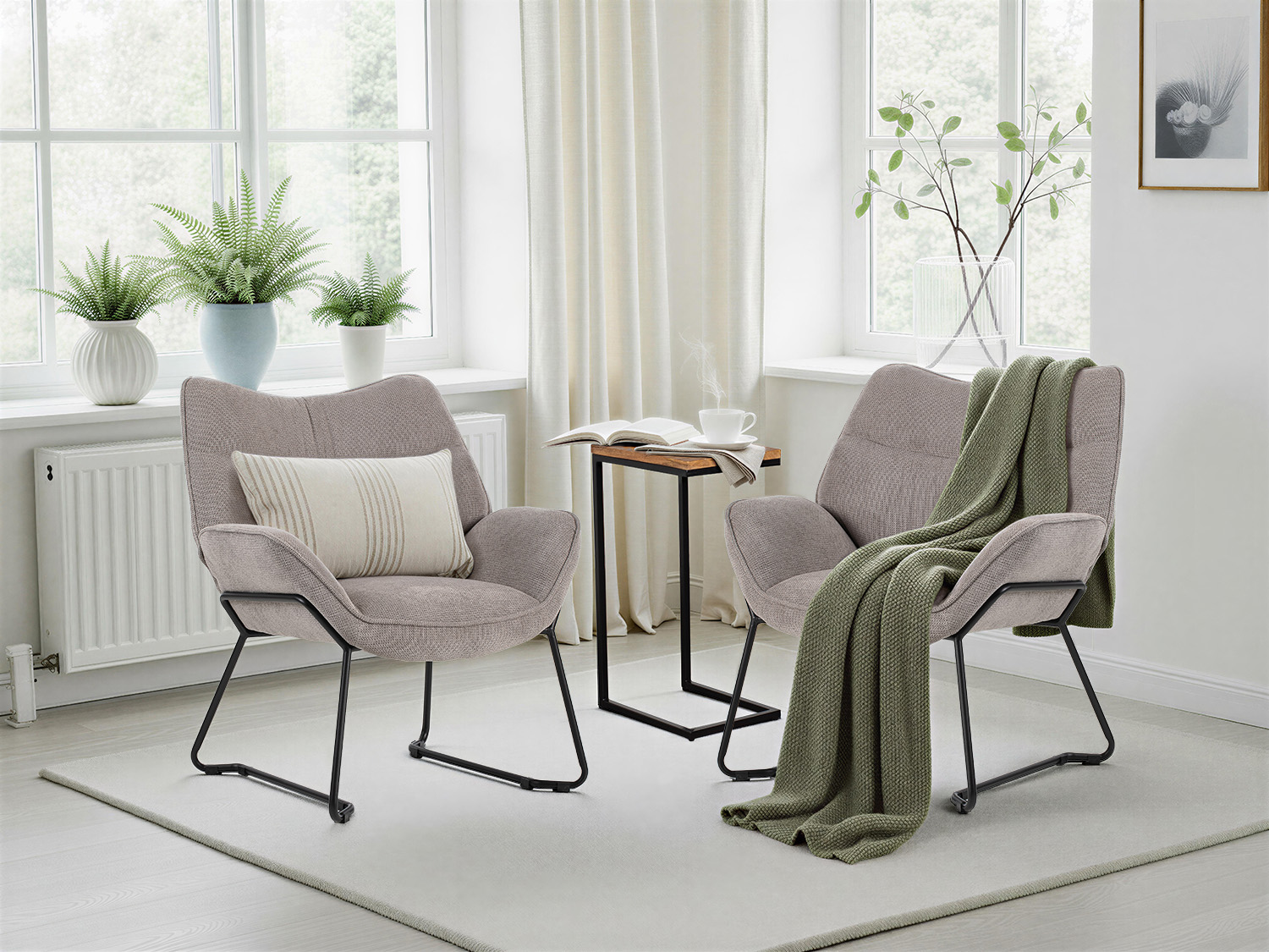 Indoormöbelset Sessel Aliano light grey & Beistelltisch Materos günstig online kaufen