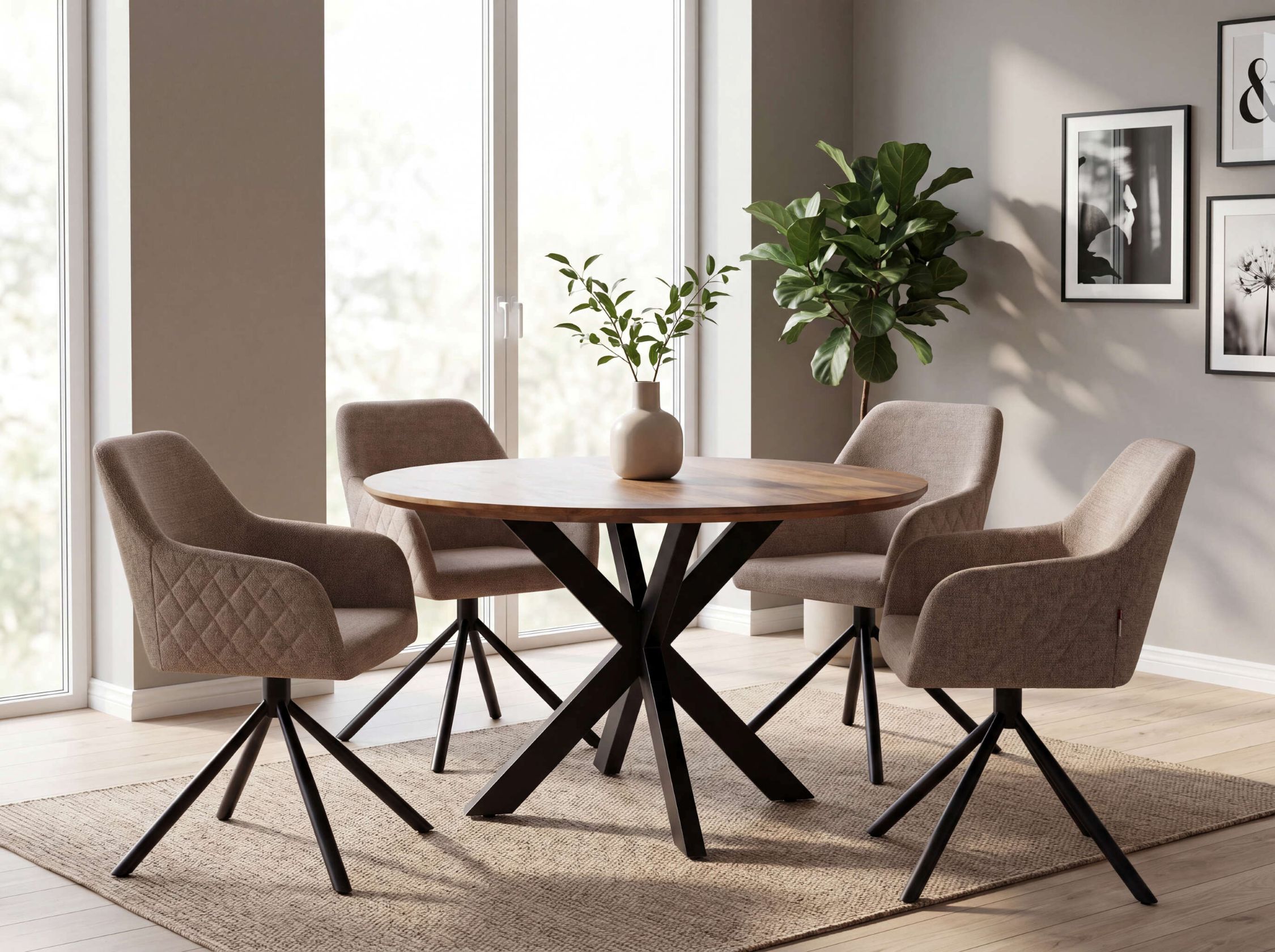 Esszimmer Set Cuneo light brown & Tisch Avola 110cm FSC®-zertifiziert