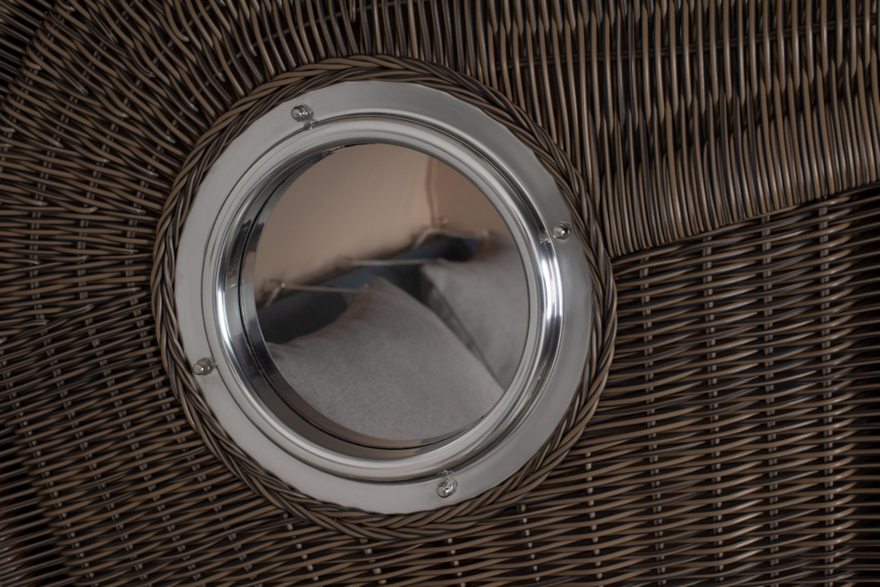 Strandkorb Rantum Grande Bullauge Mahagoni PE grey Dessin 593