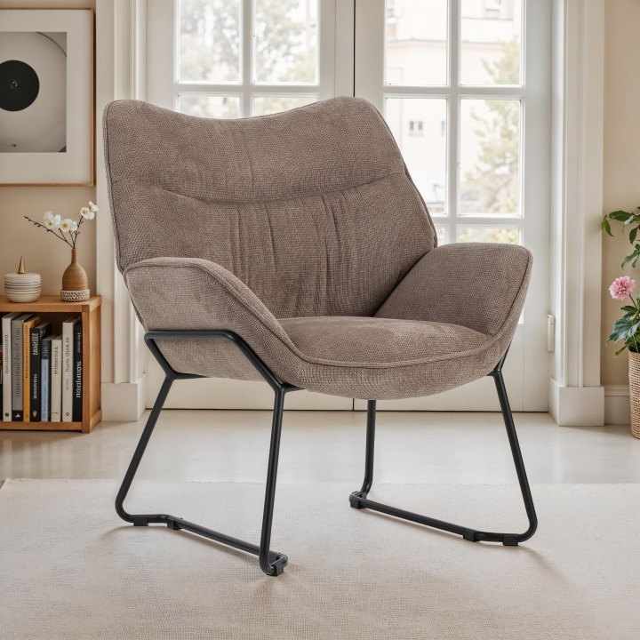 Indoormöbelset Sessel Aliano braun & Beistelltisch Fermo 2er Set