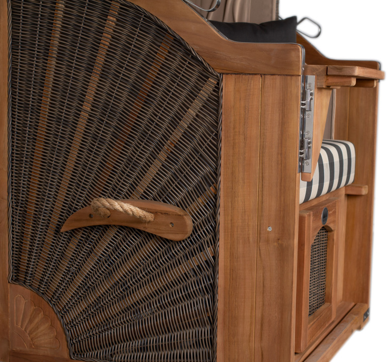 Strandkorb Rantum Single Bullauge Teak PE Grey Dessin 505