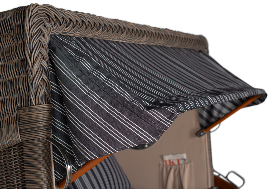 Strandkorb Rantum Bullauge Mahagoni PE Grey Dessin 500 günstig online kaufen