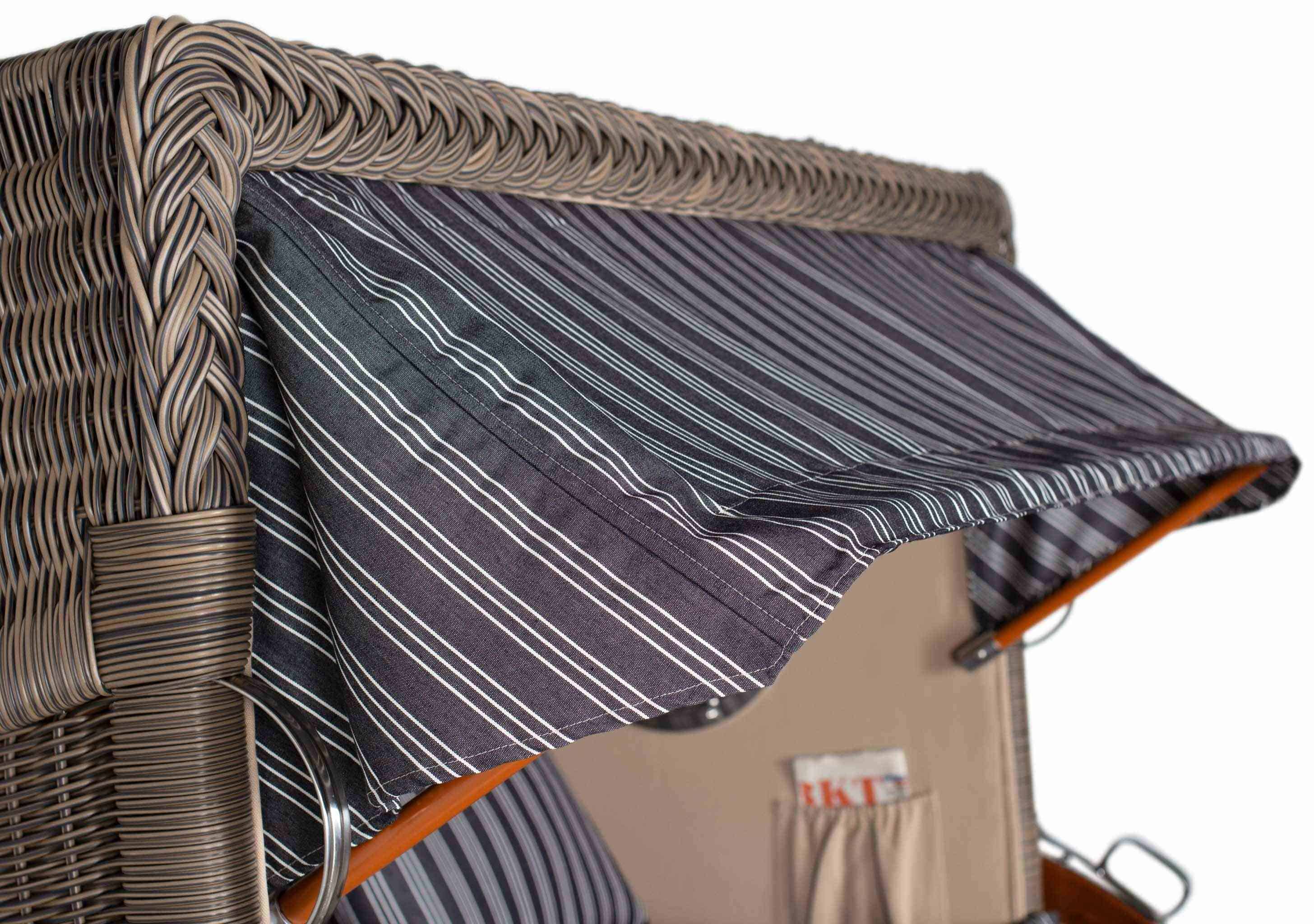 Strandkorb Rantum Bullauge Mahagoni PE Grey Dessin 500 günstig online kaufen