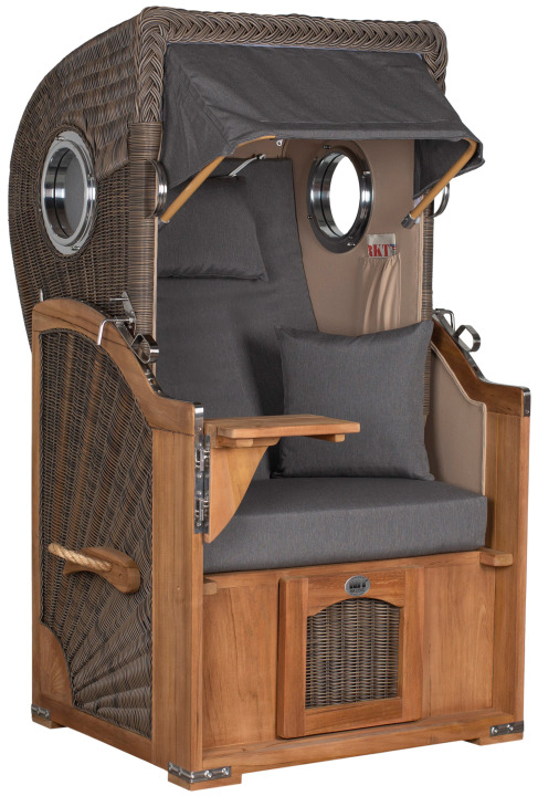 Strandkorb Rantum Single Bullauge Teak PE Grey Dessin 551