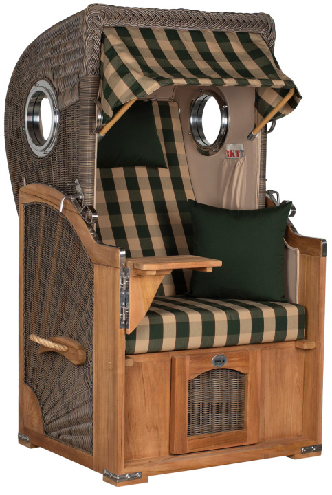 Strandkorb Rantum Single Bullauge Teak PE Grey Dessin 510