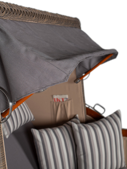 Strandkorb Rantum Bullauge Mahagoni PE Grey Dessin 544