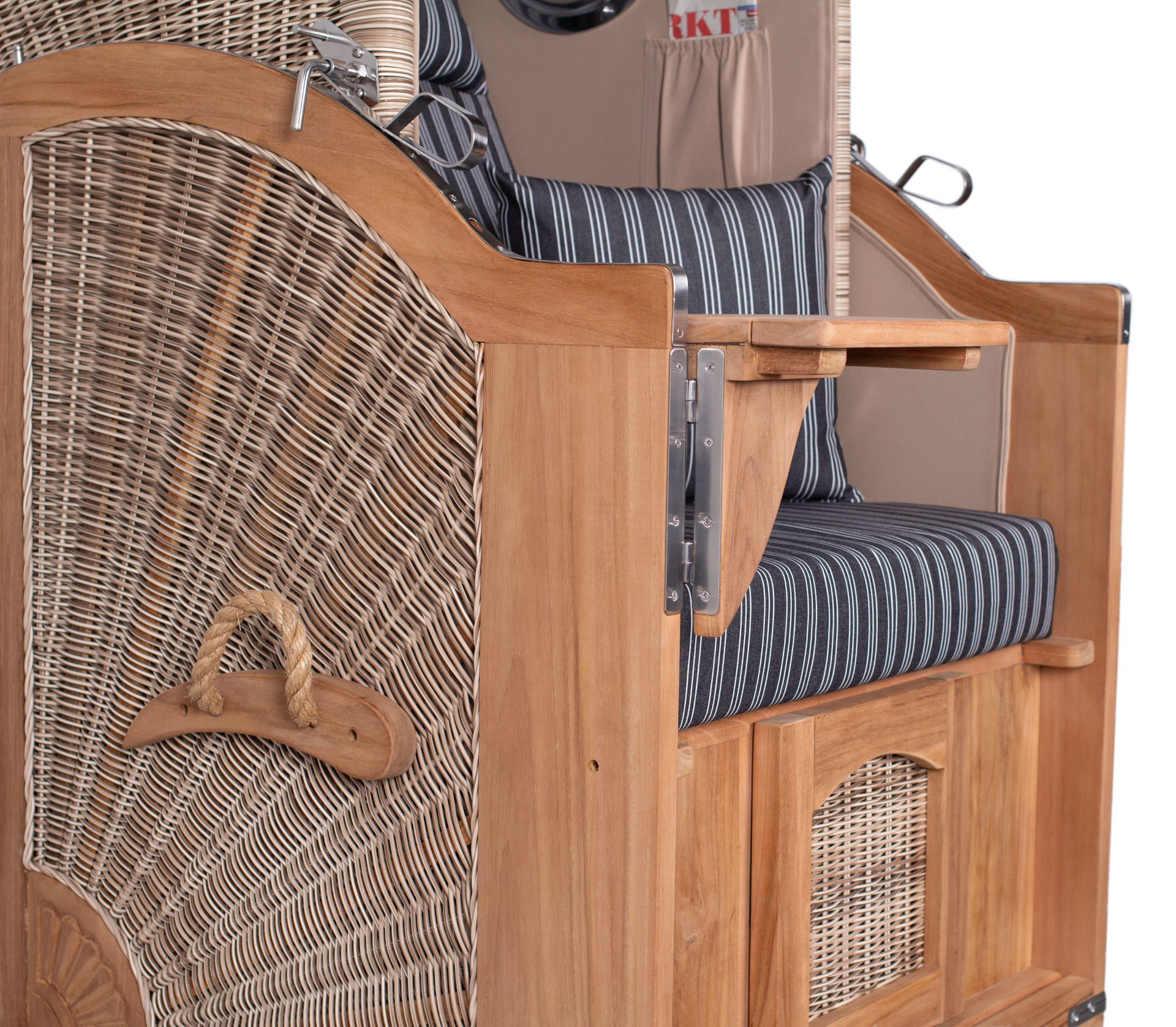 Komplett: Strandkorb Rantum Single Teak shell Dessin 500