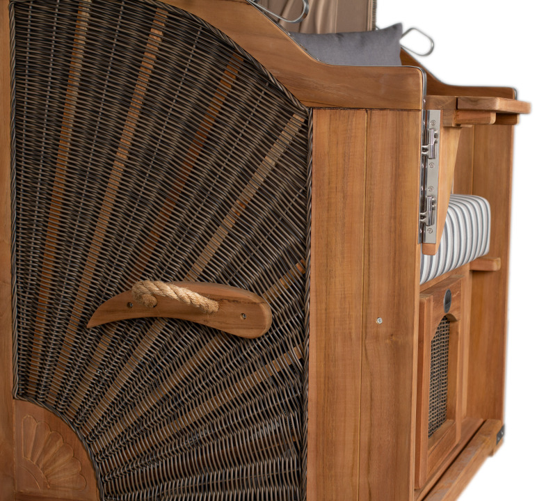 Strandkorb Rantum Single Bullauge Teak PE Grey Dessin 545