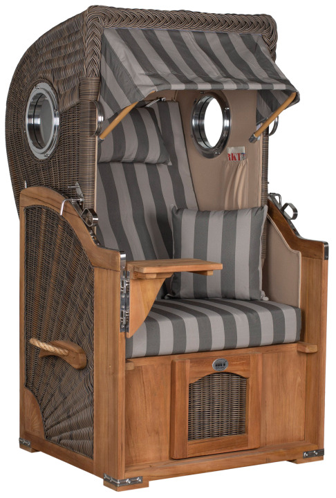 Strandkorb Rantum Single Bullauge Teak PE Grey Dessin 537