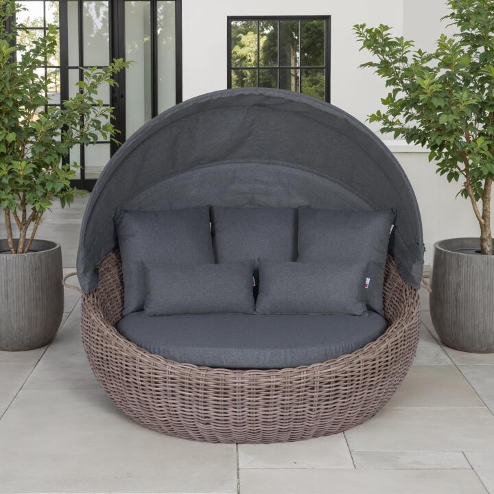Sonneninsel Marano PE Rattan brown Bezüge dark grey inkl