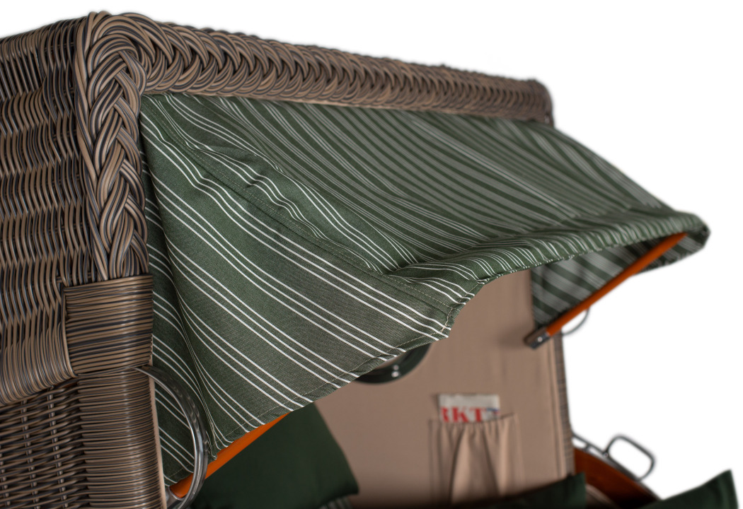 Strandkorb Rantum Grande Bullauge Mahagoni PE grey Dessin 504 