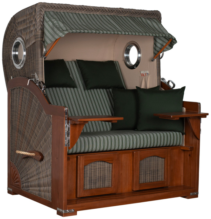 Strandkorb Rantum Grande Bullauge Mahagoni PE grey Dessin 504 