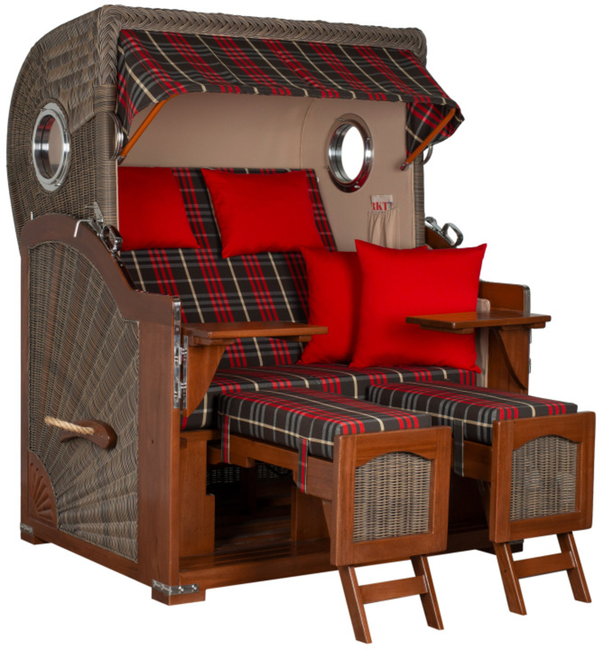 Strandkorb Rantum Bullauge Mahagoni PE Grey Dessin 529