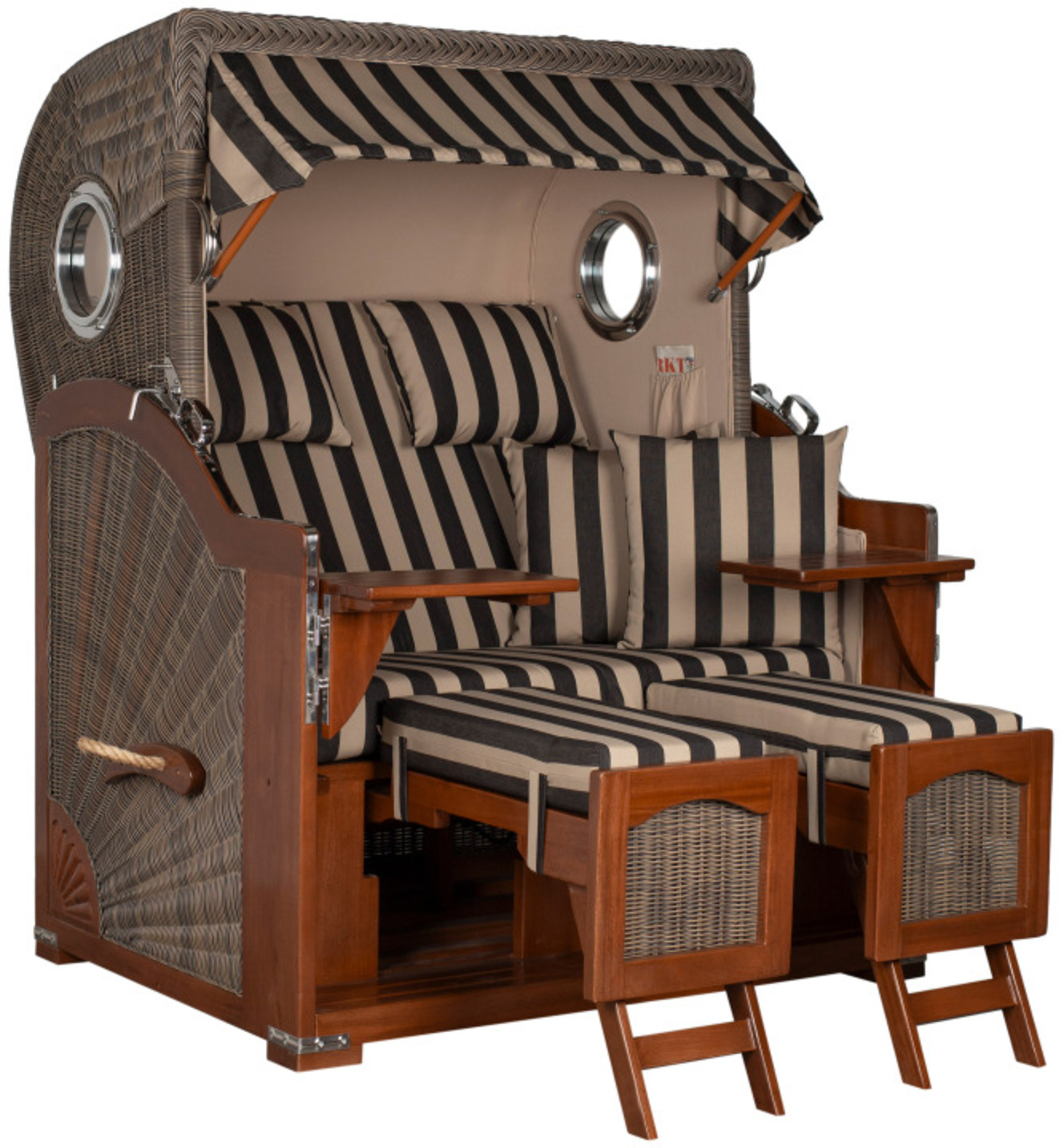 Strandkorb Rantum Bullauge Mahagoni PE Grey Dessin 581