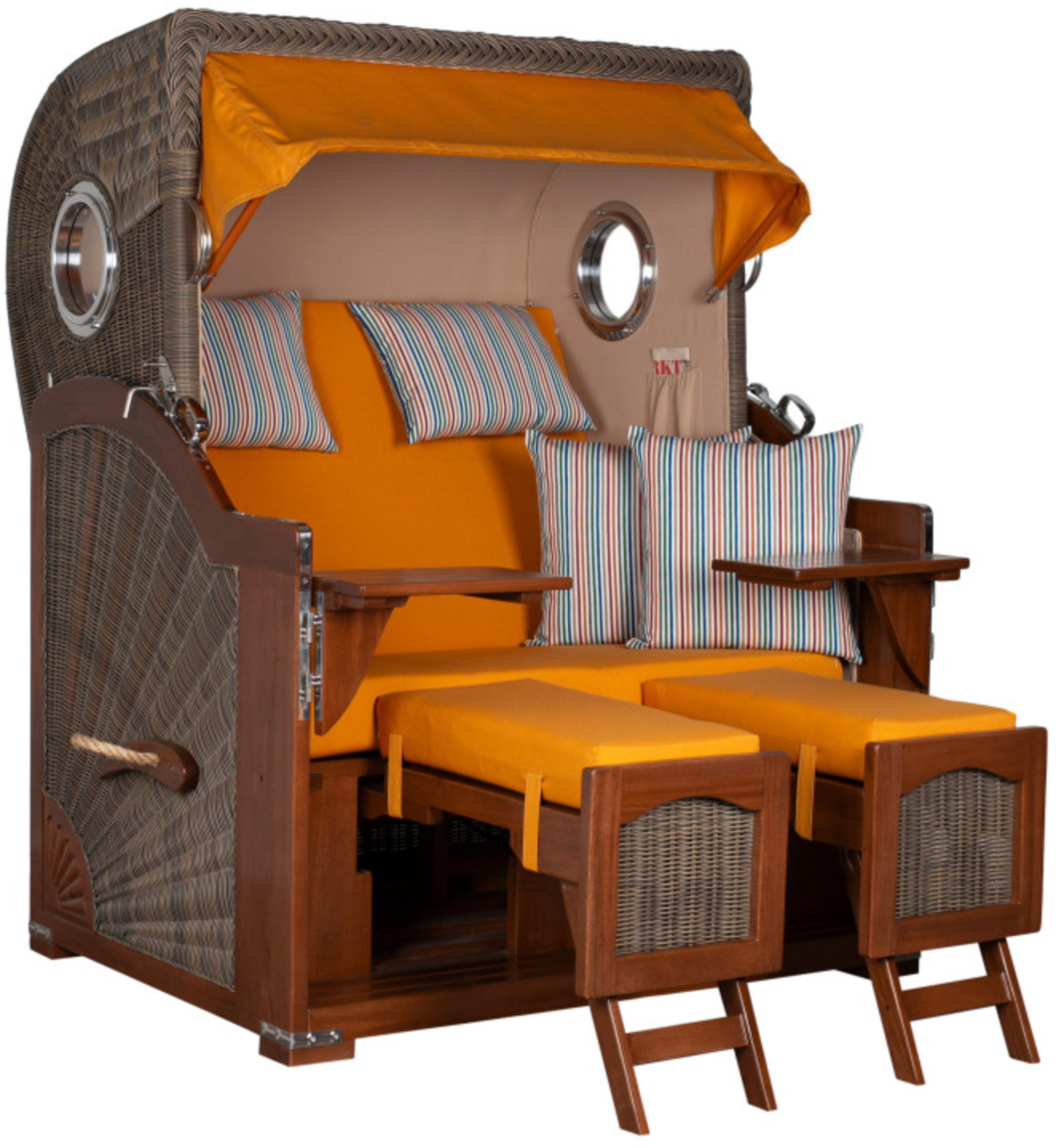 Strandkorb Rantum Bullauge Mahagoni PE Grey Dessin 586