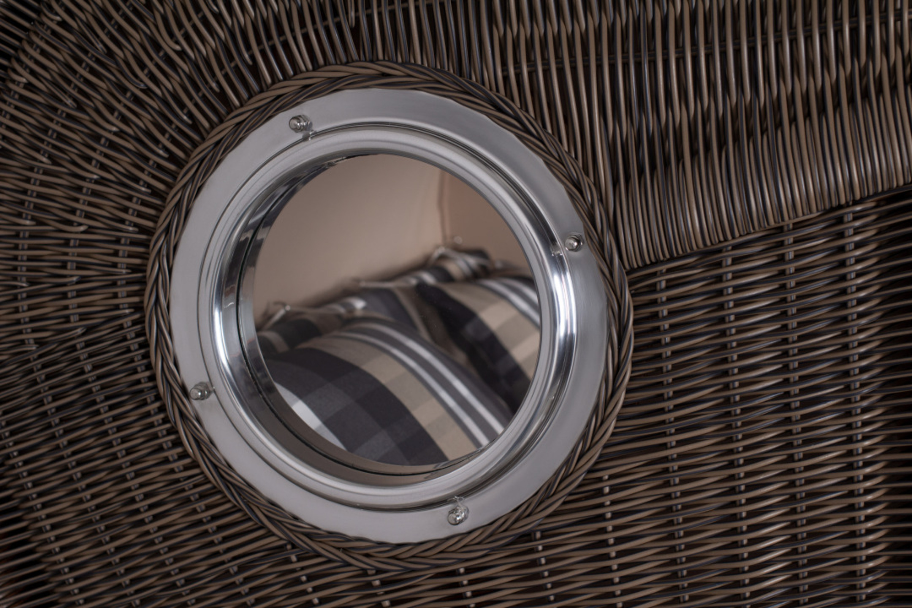 Strandkorb Rantum Grande Bullauge Mahagoni PE grey Dessin 583