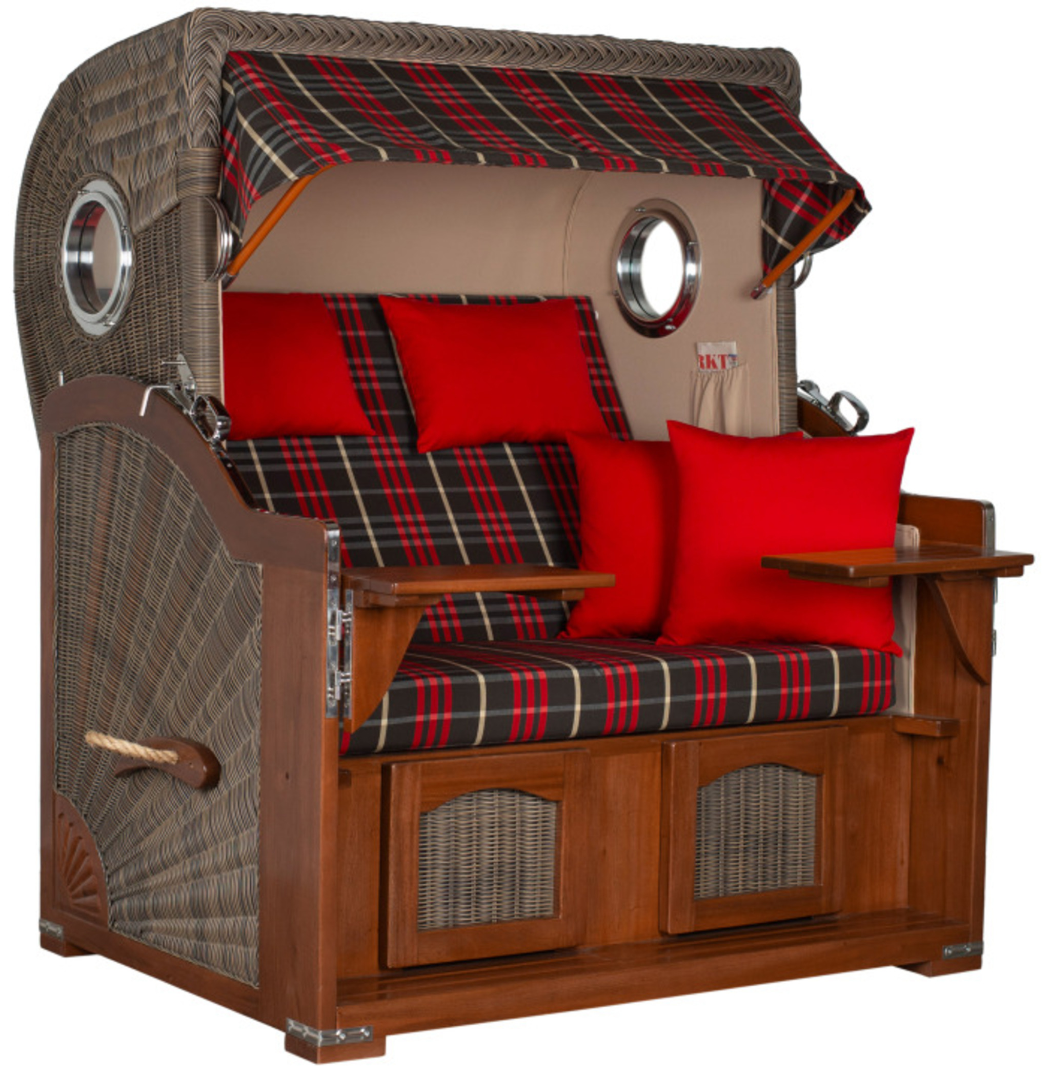 Strandkorb Rantum Grande Bullauge Mahagoni PE grey Dessin 529