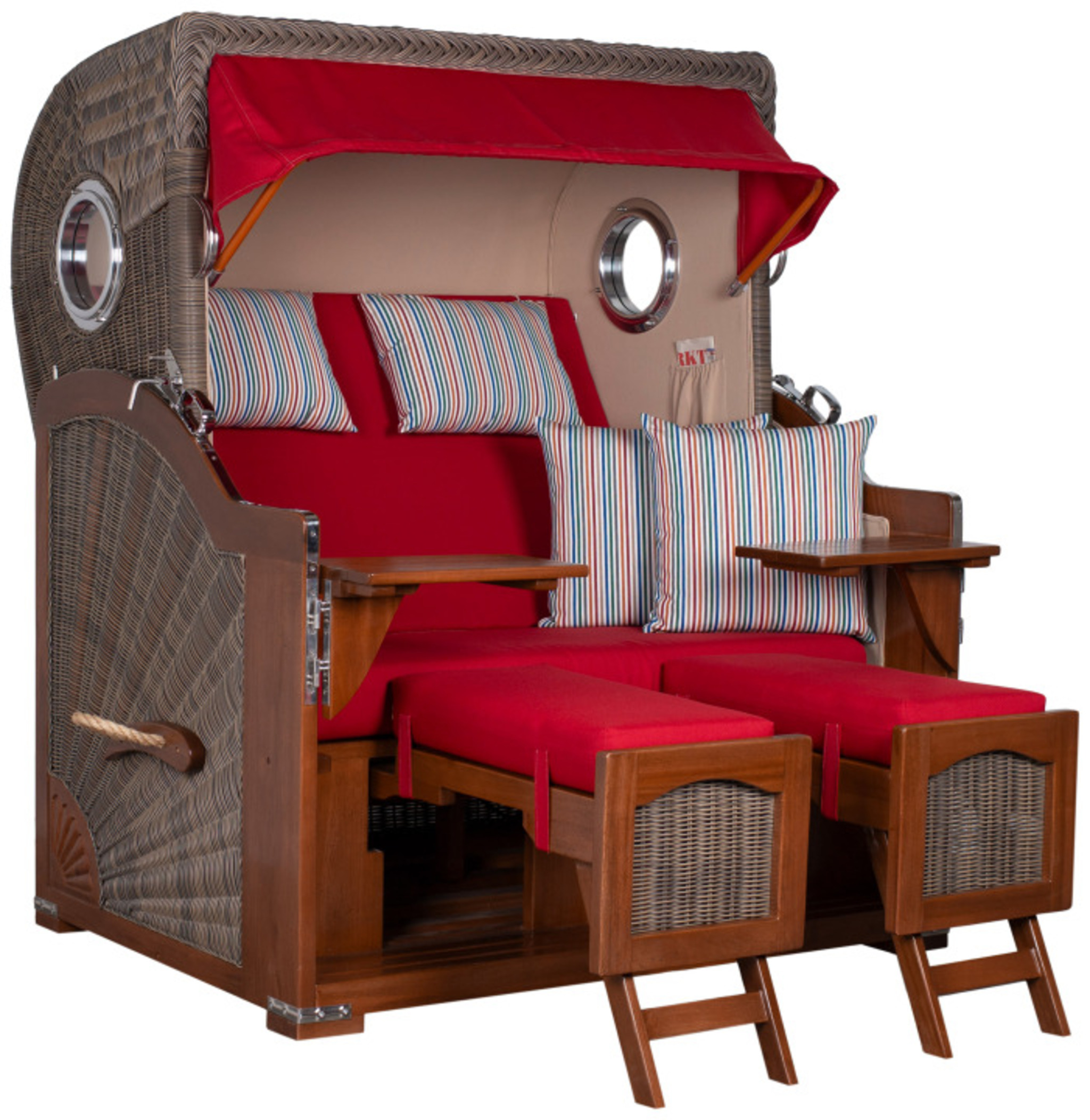 Strandkorb Rantum Grande Bullauge Mahagoni PE grey Dessin 585