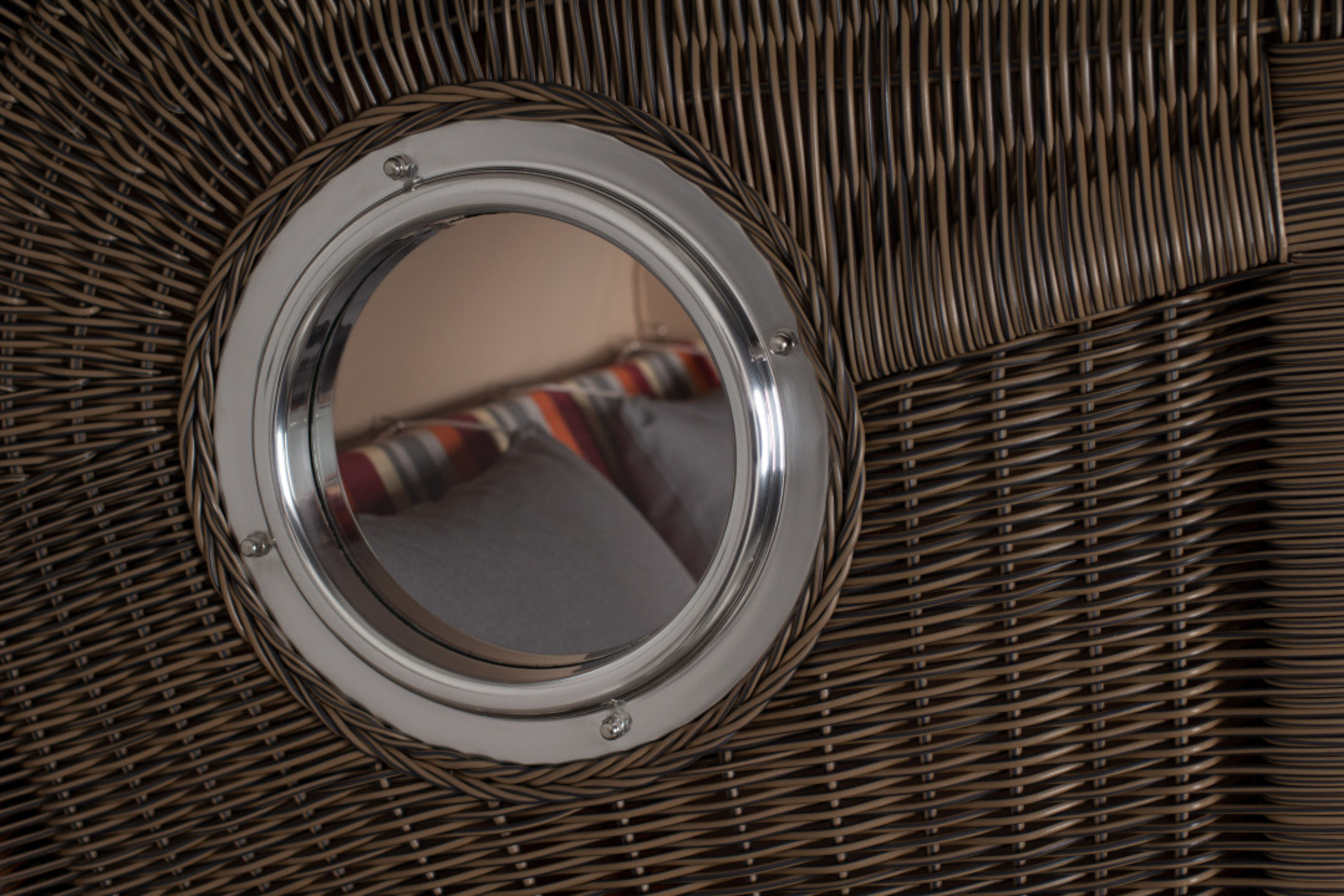 Strandkorb Rantum Grande Bullauge Mahagoni PE grey Dessin 584