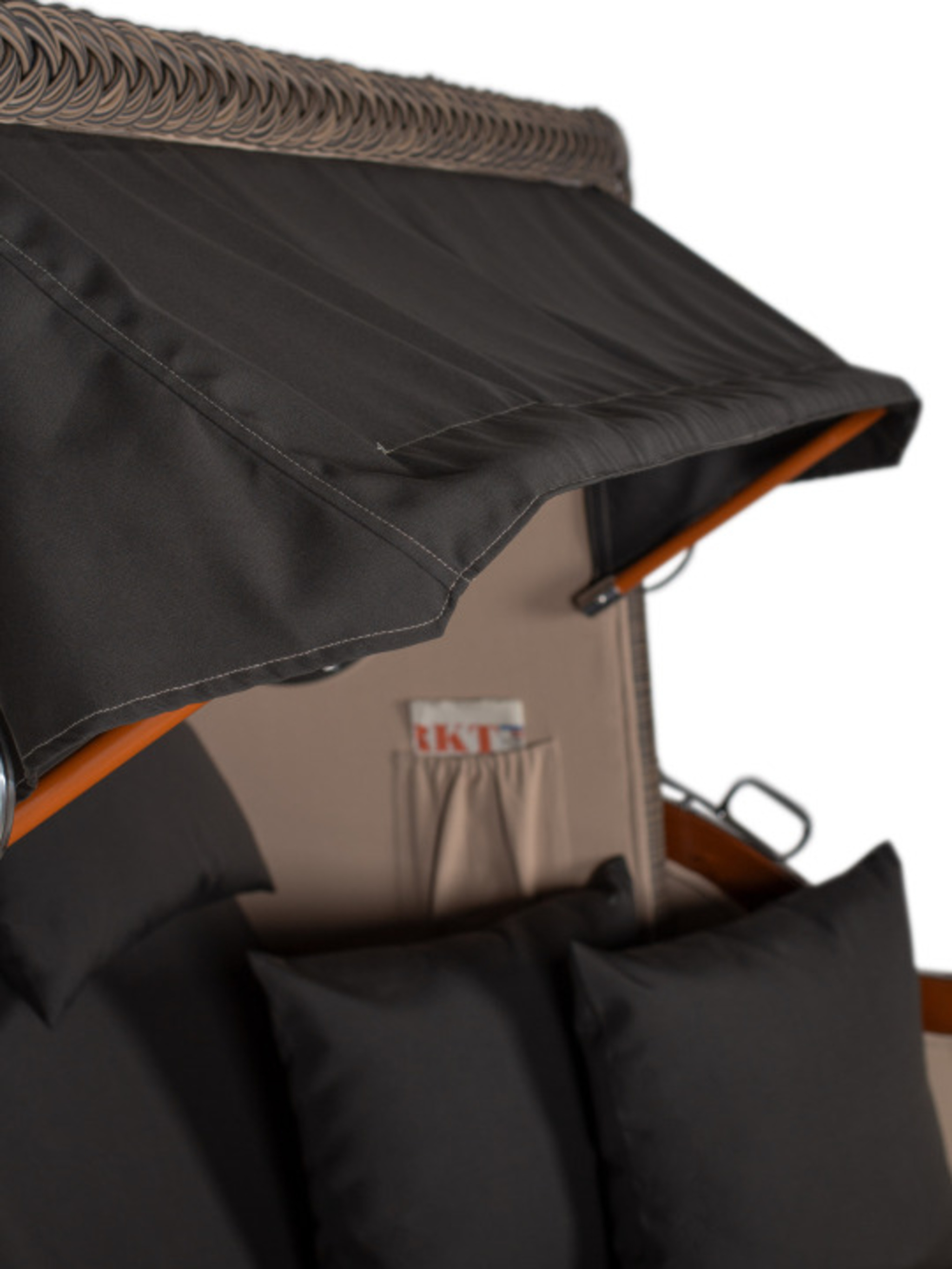 Strandkorb Rantum Bullauge Mahagoni PE Grey Dessin 548