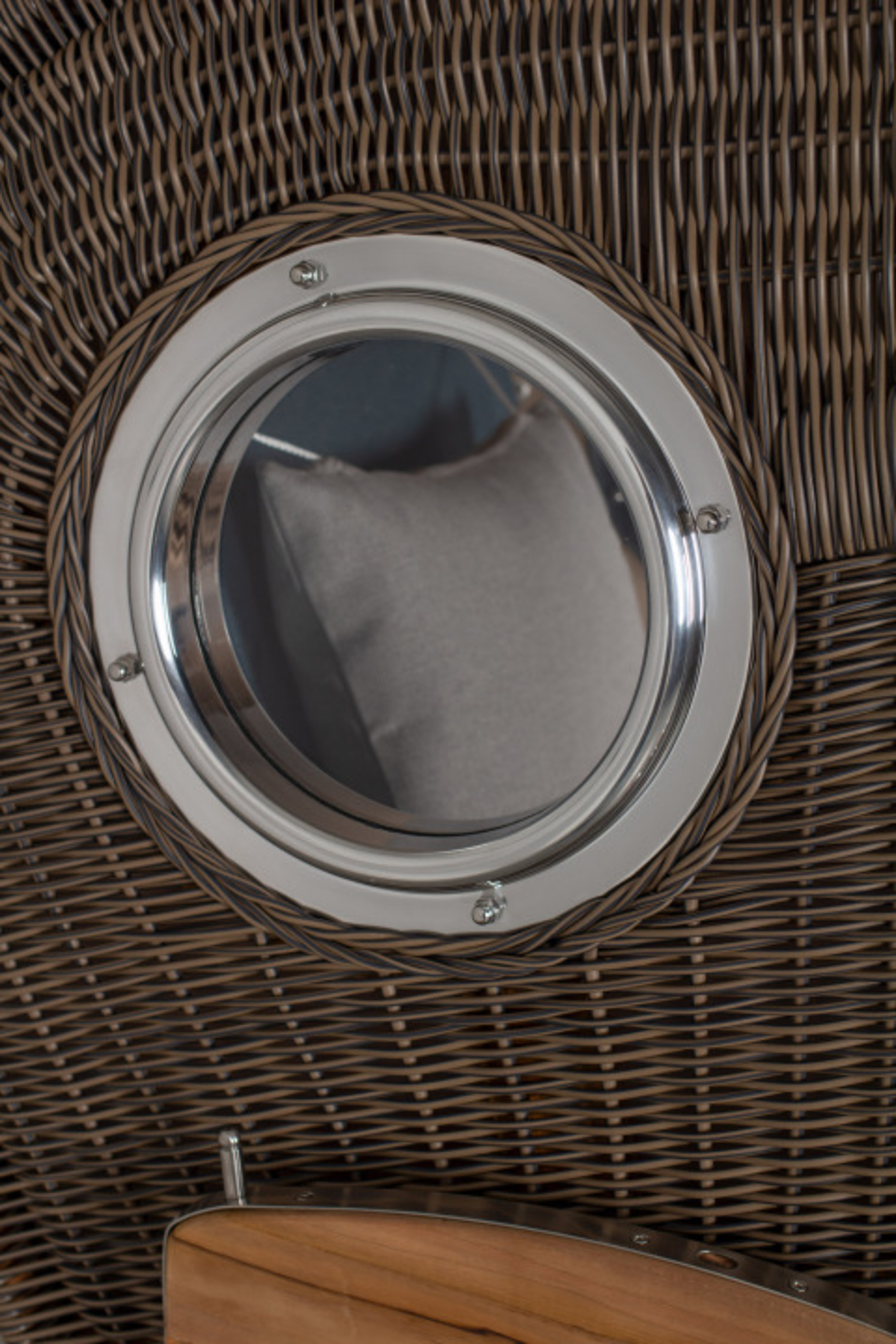 Strandkorb Rantum Single Bullauge Teak PE Grey Dessin 593