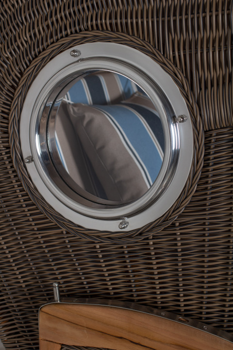 Strandkorb Rantum Single Bullauge Teak PE Grey Dessin 580