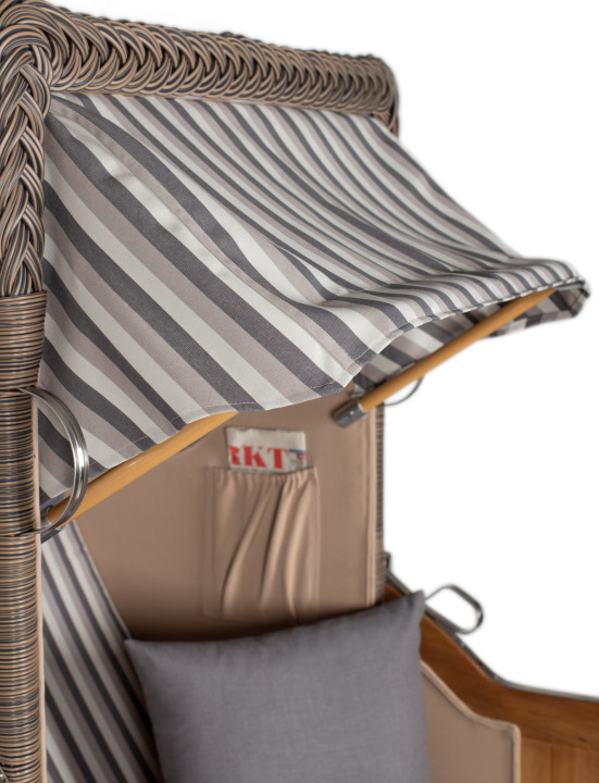 Strandkorb Rantum Single Bullauge Teak PE Grey Dessin 545