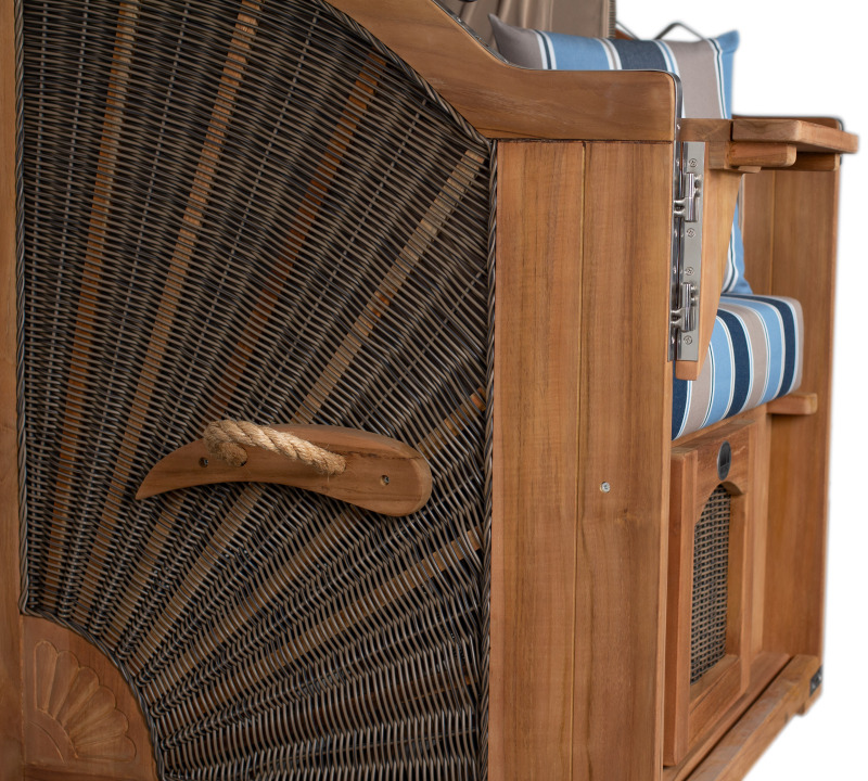 Strandkorb Rantum Single Bullauge Teak PE Grey Dessin 580